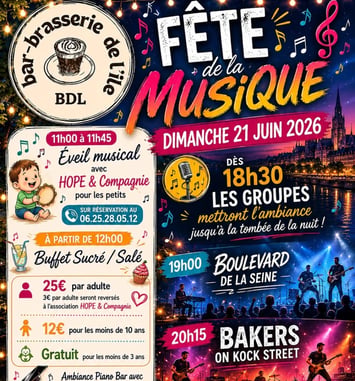 Eveil musical et groupe de rock au bar de l'ile