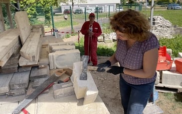 Démonstration : accueil par les bénévoles du chantier